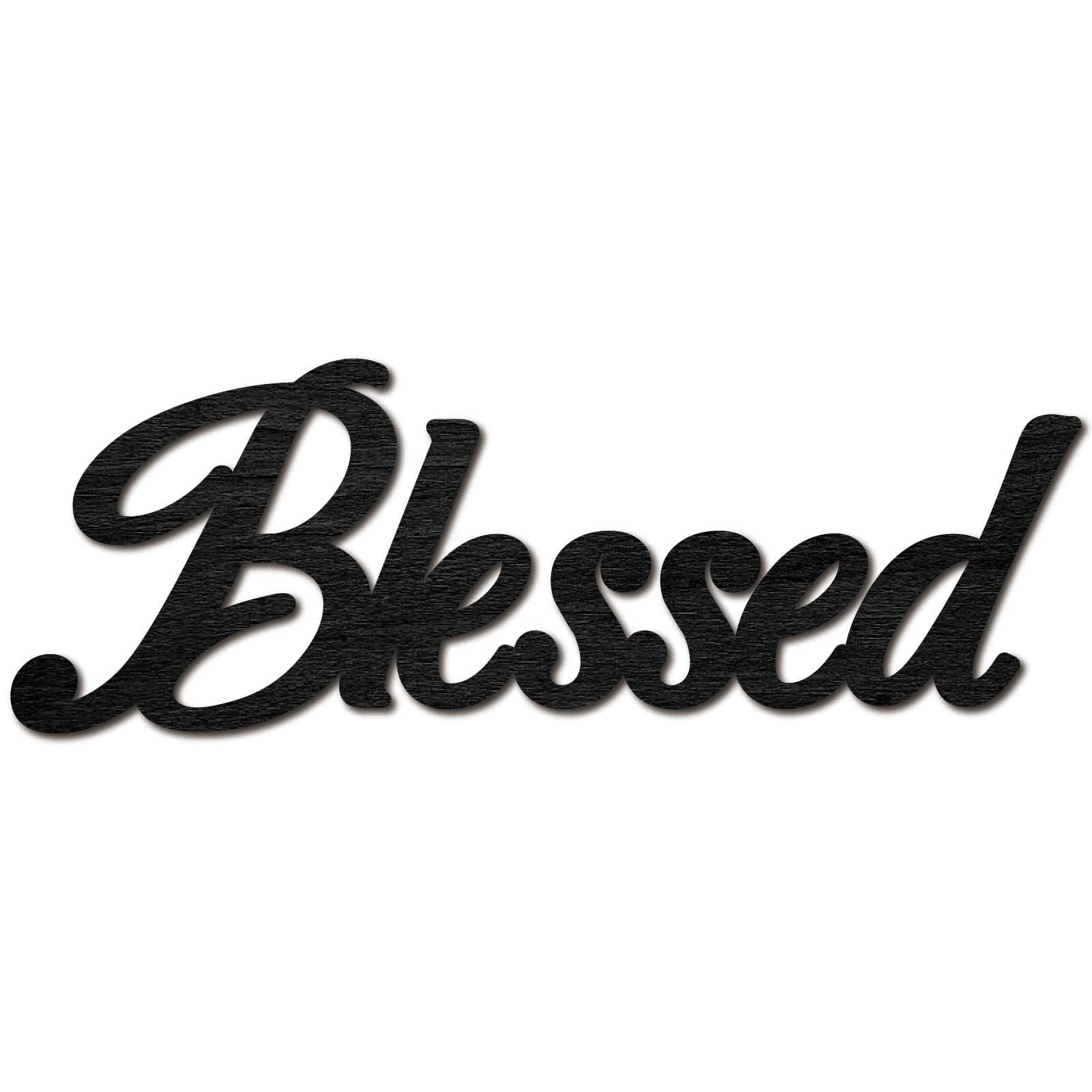 CREATCABIN Blessed Door Sign Wood Cut Sign Laser Cut Decor Wall Hanging Decoration Art Blessed Letter Unfinished Color DIY Crafts Home House Wall Room Display Gift for Men Women Black 11.9x4.1 Inch