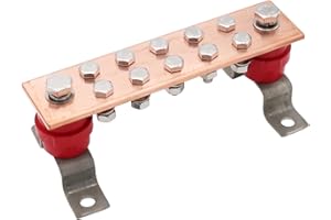 SCXCLY Wall Mounted Copper Ground Bar Kit, with 10 Terminal Positions,Copper Grounding Busbar Bar (.24"x 1.97"x 7.87") Kit