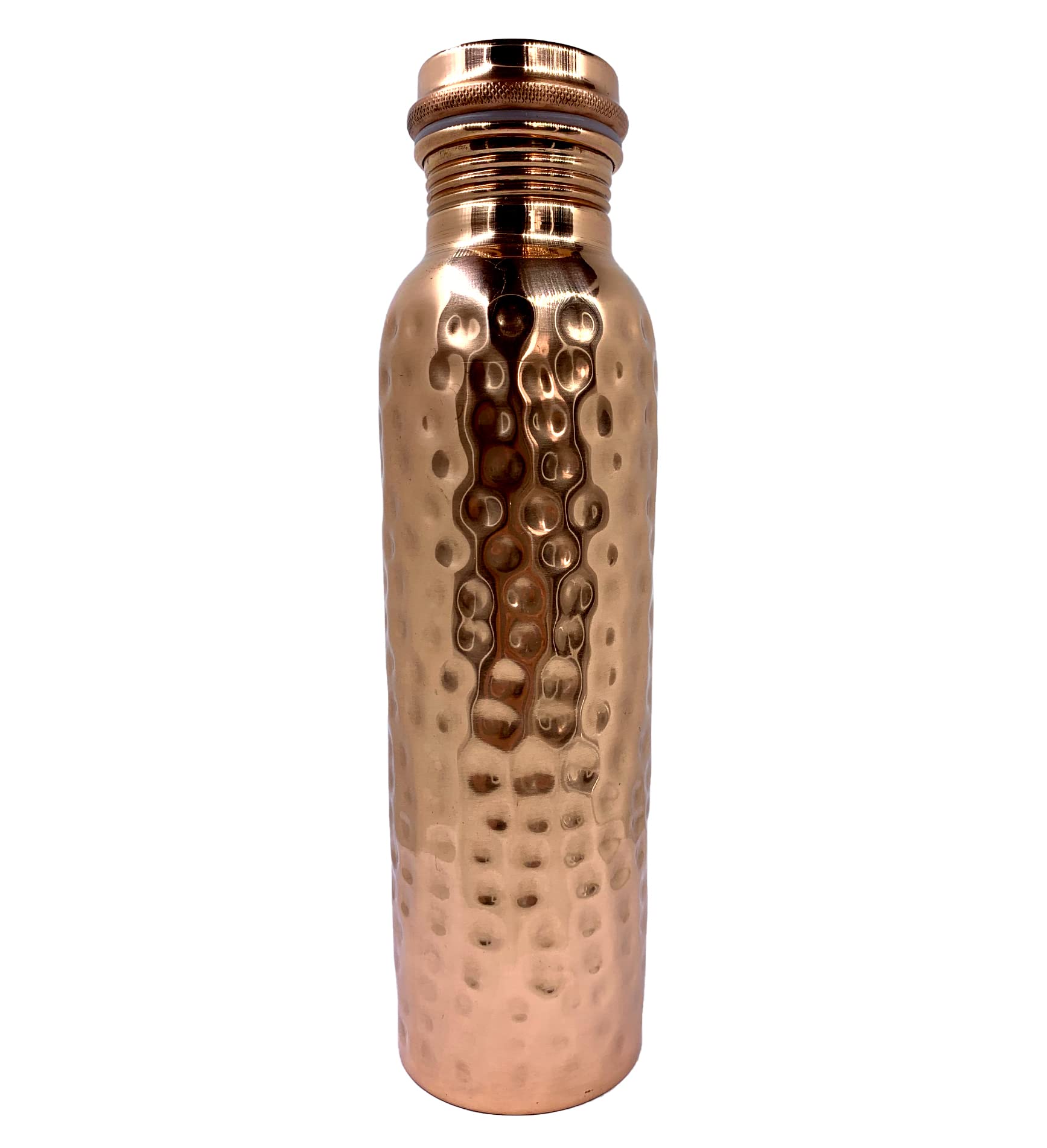 Mnshaa Pure Copper Hammered Water Bottle, Handmade Drinking Vessel Flask, Ayurveda Health Benefits, 1000 ml