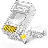 ZOERAX 100-Pack RJ45 Connectors, 2 Pieces Suit Cat6 Standard Modular Plugs | for Solid or Stranded UTP Cable
