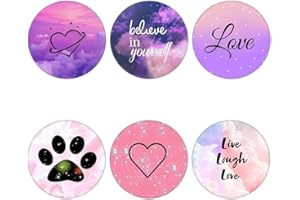 (6 Pack) Cell Phone Grip,Mobile Phone Finger Foldable Holder Stand for Smartphones and Tablets - Purple Pink Heart