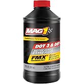MAG 1 DOT 3 &amp; DOT 4 Brake Fluid | 12 oz | High-Temperature Hydraulic Brake Fluid | FMVSS No. 116 DOT 3 &amp; DOT 4 Performance | Brake &amp; Clutch System Protection