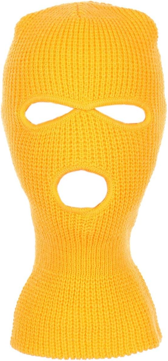 Knitted 3-Hole Full Face Cover Ski Mask (Gold)