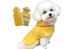 BECNBEAU Dog Raincoat Small Dog Rain Jacket Poncho Waterproof Pet Rain Suit for Puppy Small Dogs Cats Double Layer Warm Lining Hooded Leash Hole Adjustable,Yellow,XS