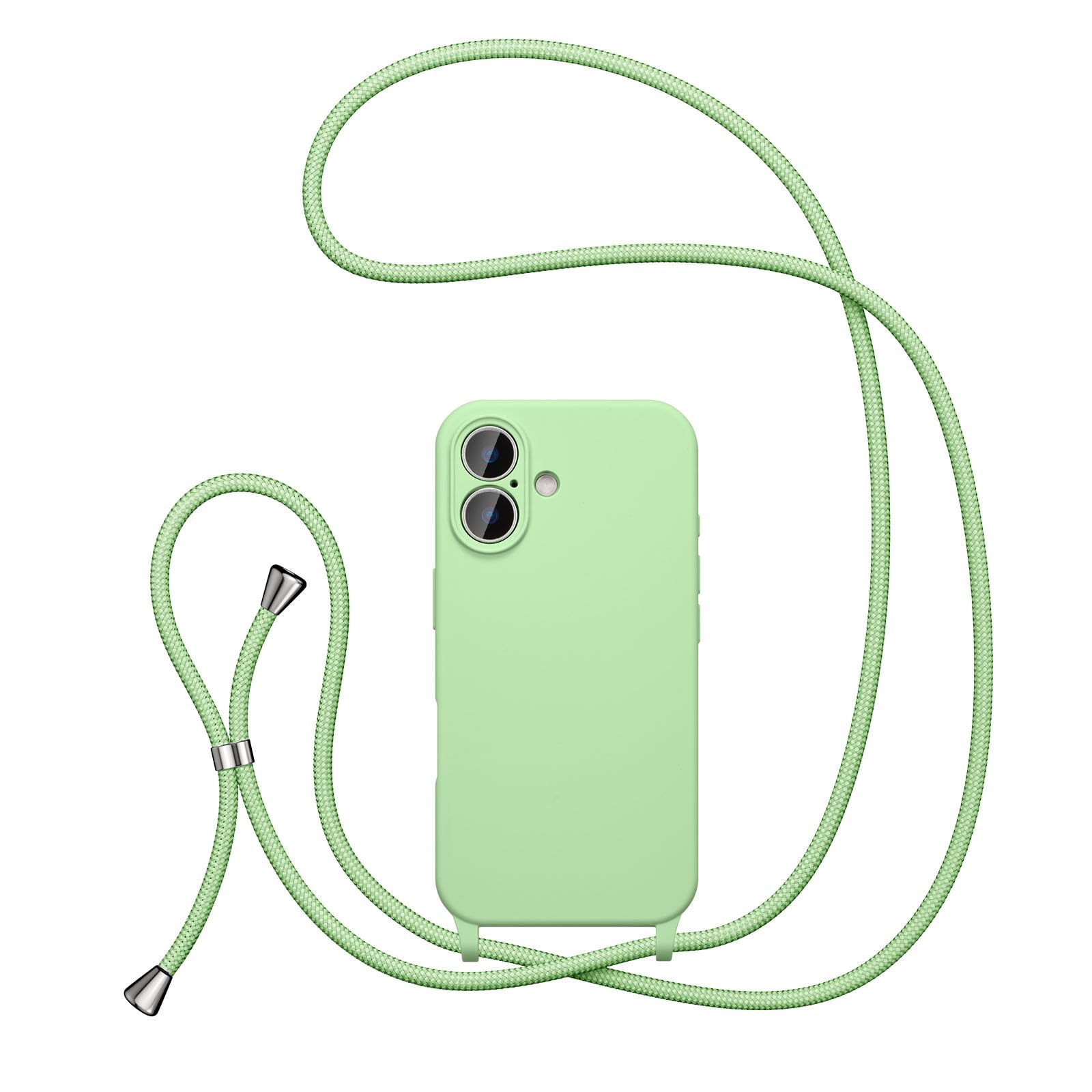 UEEBAI Lanyard Case for iPhone 16 Plus 6.7", Crossbody Liquid Phone Cover Necklace Cord Strap Soft Shockproof Protective Case - Matcha Green