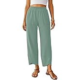 NILOUFO Womens Baggy Wide Leg Pants Casual Elastic High Waisted Palazzo Harem Trousers with Pockets Lounge Loose Comfy Pants