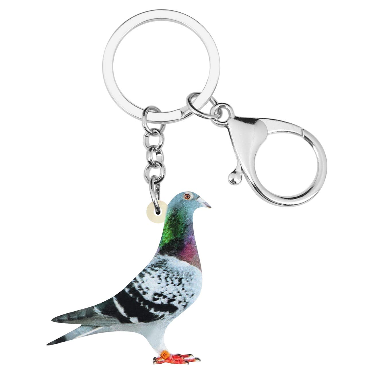 WEVENI Acrylic Cartoon Blue Pigeon Bird Keychains Key Chain Rings Jewelry For Women Charms (Green)