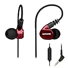 ROVKING Over Ear In Ear Noise Isolating Sweatproof Sport Headphones Earbuds Earphones with Remote and Mic Earhook Wired Stereo Workout Earpods for Running Jogging Gym for iPhone iPod Samsung Red