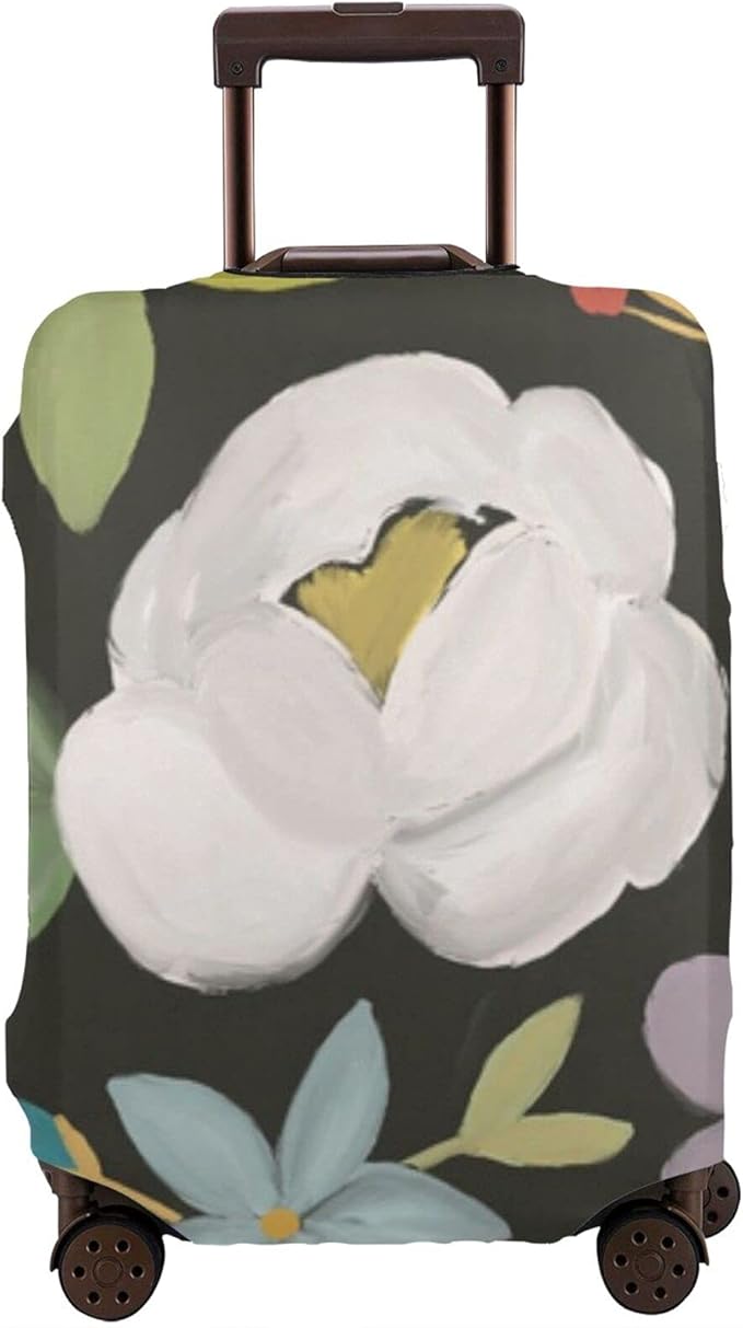 Wild Heart Scattered Floral Luggage lid flexible suitcase protective cover, with luggage tag