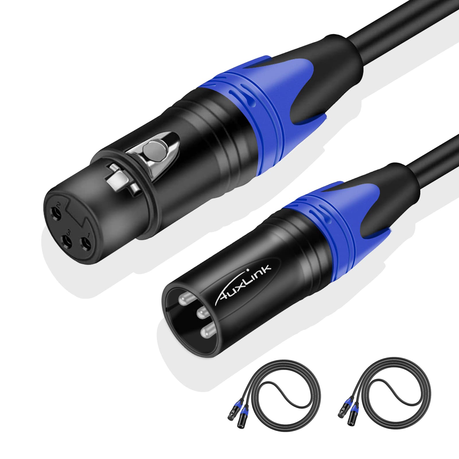 XLR Cables, Microphone Cables 3ft 2 Pack, Heavy Duty Balanced XLR Speaker Cable Male to Female Suitable for Microphones, Speaker Systems, Radio Station, Stage Lighting and More-3 Feet