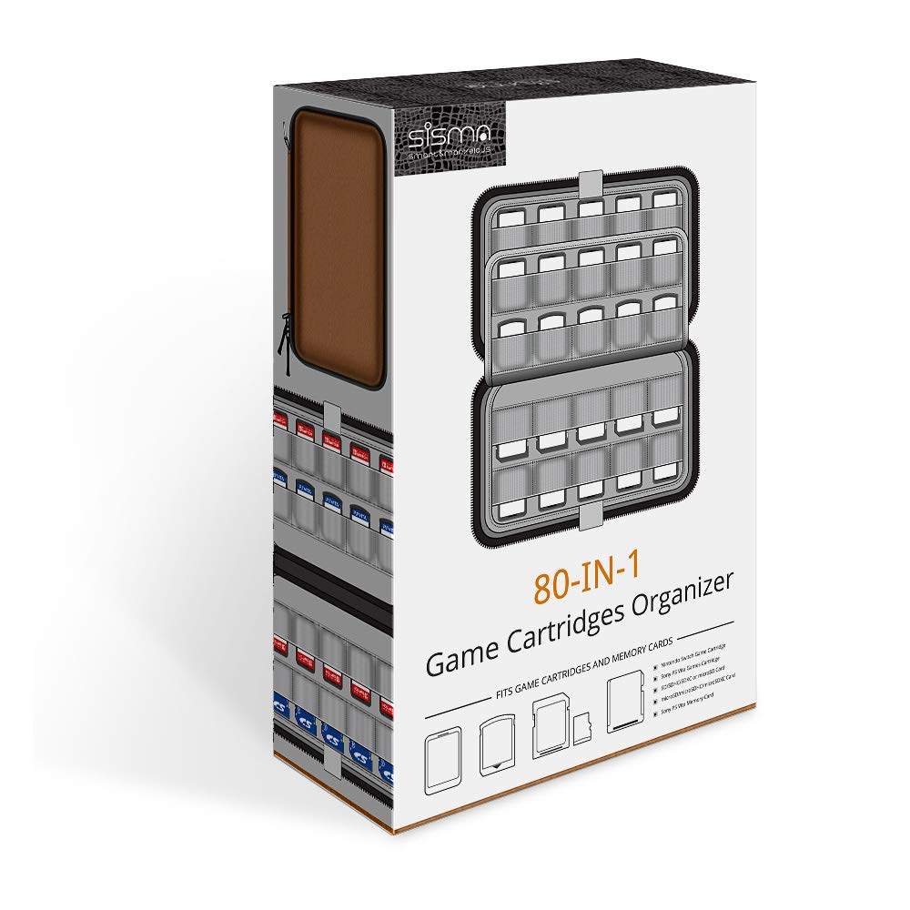 Sisma 80 Game Cartridge Holders Storage Case for Organizing Nintendo Switch Sony Ps Vita Games and SD Memory Cards - Brown SVG190401GC: Video Games