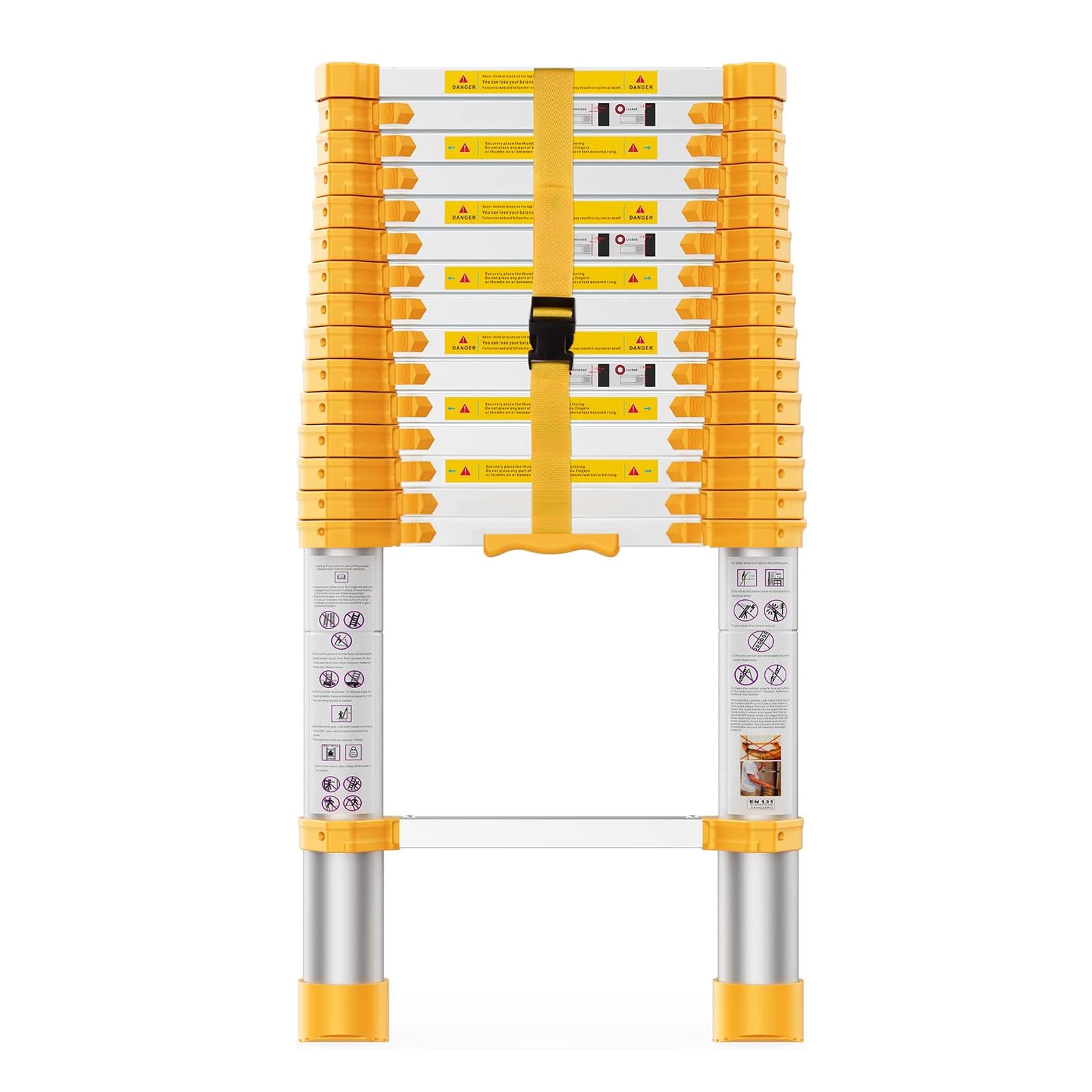 Photo 1 of *Dirty* Telescoping Ladder, 15.5FT Aluminum Collapsible Ladder w/Non-Slip Feet, Telescopic Ladders Heavy Duty Ladder for Household, Outdoor Work 330 lbs Load