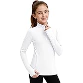 JOCMIC Girls Half Zip Athletic Jacket, Equestrian Horse Riding Long Sleeve Shirt, Kids Workout Jackets for Golf