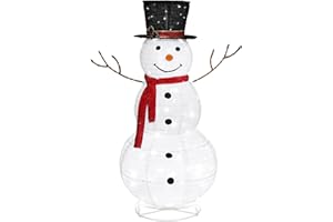 VINGLI Snowman Outdoor Christmas Decorations with 90 LED Lights, Lighted Snowman with Top Hat Holiday Ornaments Yard Decor for Home, Lawn and Front Yard-4 FT
