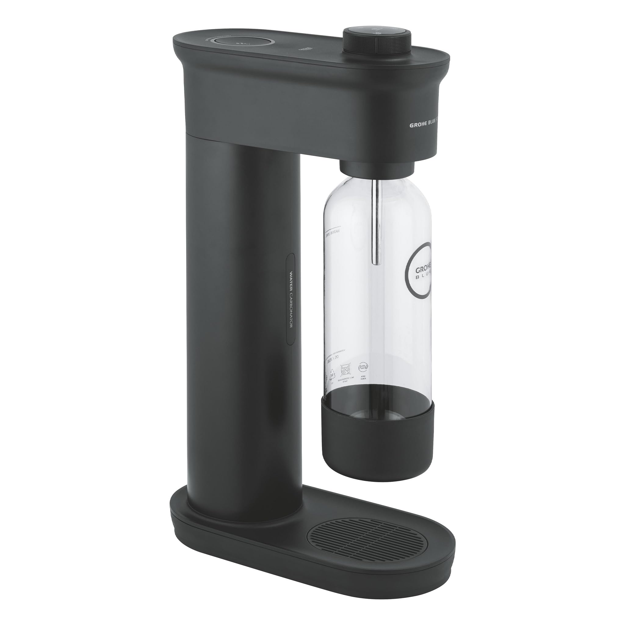 GROHE Blue Fizz, Wassersprudler Starter Set (3 einstellbare Sprudel-Stufen, ohne CO2 Flasche, 1x 0,85l Wasserflasche + Reinigungspulver), schwarz, 31943K00 7