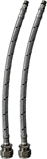 P1 2x M10 Flexible Tap Connector 10mm M x 15mm Compression Hose 300mm WRAS view 3