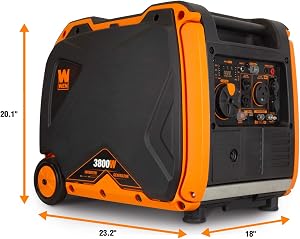 WEN 56380i Super Quiet 3800-Watt Portable Inverter Generator with Fuel Shut-Off and Electric Start