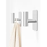 GWAAZXGZ Towel Hooks for Bathrooms – 2 Pack, Brushed Silver Finish, T-Shaped Stainless Steel Adhesive Wall Hooks for Robes & Towels in Kitchen, Shower, or Closet