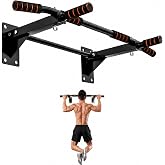 Wall Mounted Pull Up Bar, 500 LBS Heavy Duty Chin Up Bar for Home Gym | 500 LB Steel Frame Zero Wobble Triangle Multi-Grip Foam Handles Suspension Anchor Ready Garage Basement Install