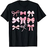 Pink Bow and Ribbon Cute Graphic for Girl Women T-Shirt