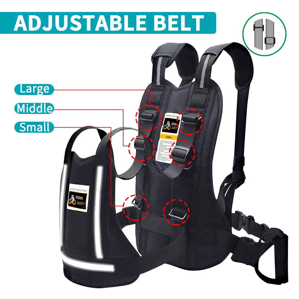 Jolik Child Safety Harness Reflective Child Motorcycle Harness, Adjustable Safety Child Harness with Two Handles, Breathable Material, Black