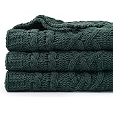 Battilo Christmas Dark Green Throw Blanket for Couch, Woven Chenille Knit Throw Blanket Versatile for Chair, 51 x 67 Inch Super Soft Warm Decorative Textured Blanket for Bed, Sofa and Living Room