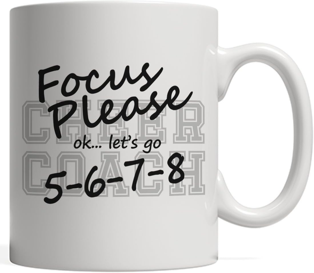 Cheer Coach Gift | Practice Cheerleading Mug - Lift, Stretch and Cheer, Focus Please!