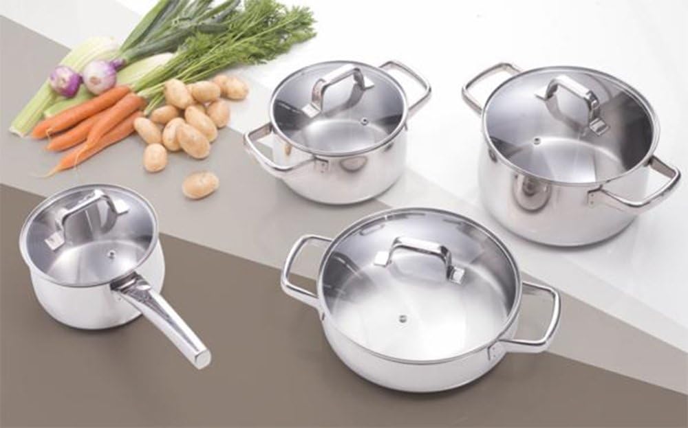 BRANDANI Mamma Mia Stainless Steel Pans with Lids, MultiColour, One