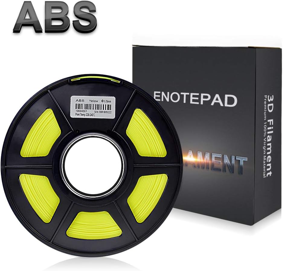 ABS Filament 3D Printer Filament,Enotepad 1.75mm ABS, Dimensional Accuracy ± 0.02 mm,1KG Spool Yellow