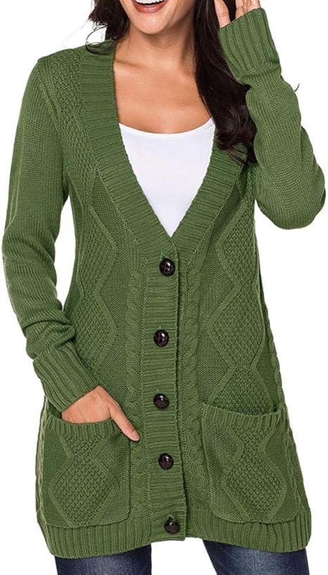 Cardigan da Donna Manica Lunga con Apertura sul Davanti, Maglione