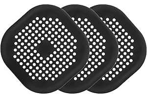 QSCFKL Shower Drain Hair Catcher, Durable Silicone Shower Drain Covers Hair Stopper with Suction Cup, Easy to Install Suit for Bathroom,Bathtub and Kitchen 3PACK (Black)