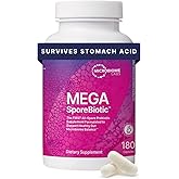 Microbiome Labs MegaSporeBiotic Probiotics for Women & Men - Spore-Based Probiotic for Gut Health & Digestive Support - Shelf-Stable, Travel-Friendly, Mens & Womens Probiotics (180 Capsules)