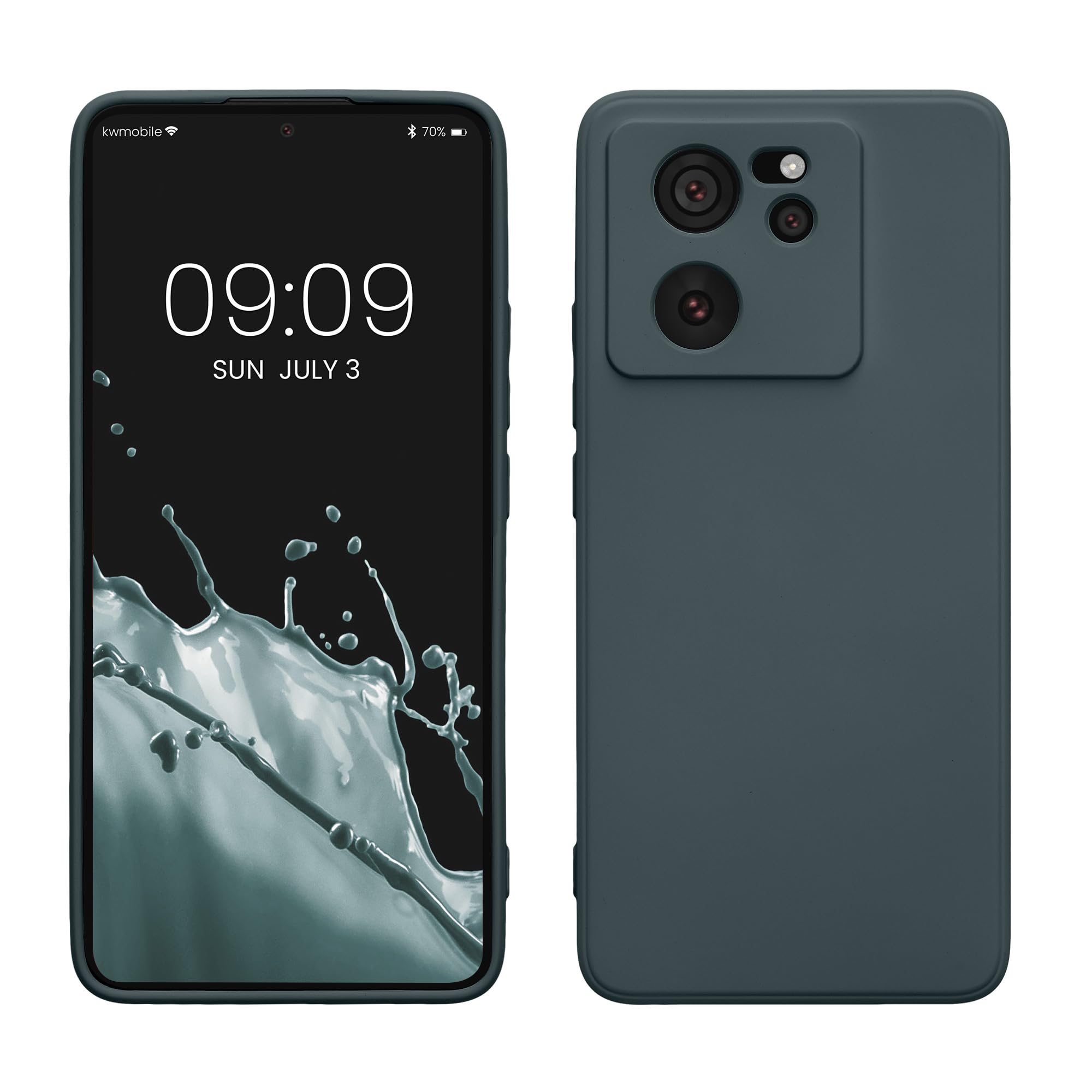 kwmobile Case Compatible with Xiaomi 13T / 13T Pro Case - Protective Slim TPU Cover with Soft Matte Finish - Dark Slate