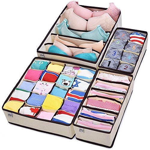 MIU COLOR® Drawer/Drawer Organiser Wardrobe Organizer Bra Underwear Storage Boxes 4 Pack