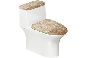 Darisoco Gold Bathroom Standard Toilet Seat Lid Cover Toilet Tank Lid Pads Machine Washable Dustproof Universal Fit Home Xmas Decoration