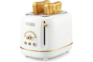 Hazel Quinn 2-Slice Retro Toaster, 6 Browning Levels, 3 Functions-Defrost/Reheat/Cancel, Removable Crumb Tray for Easy to Cle