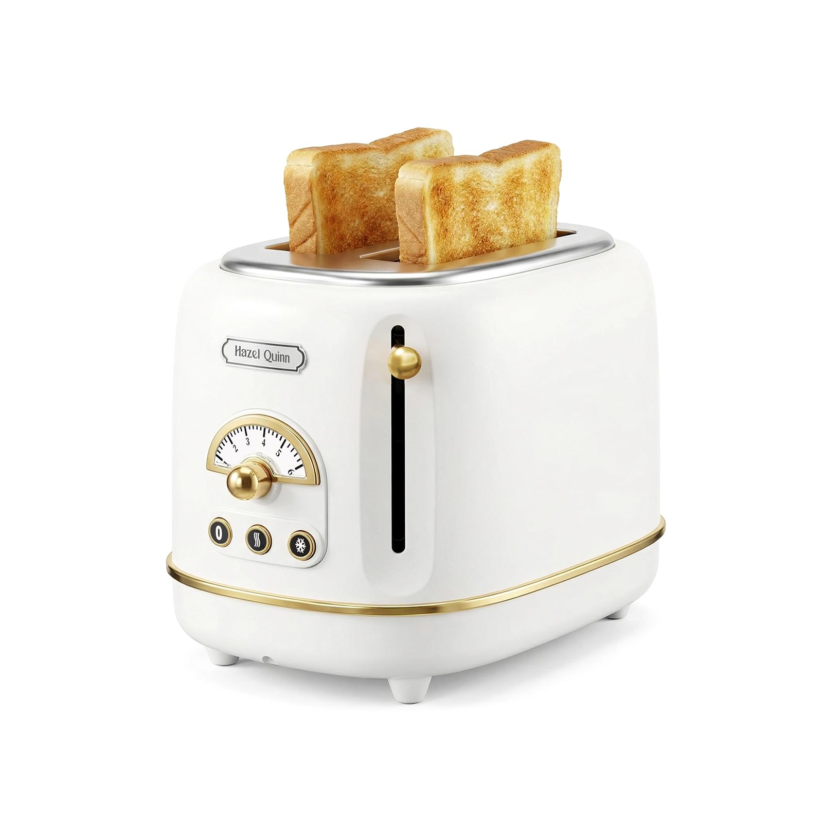 Photo 1 of Hazel Quinn 2-Slice Retro Toaster, 6 Browning Levels, 3 Functions-Defrost/Reheat/Cancel, Removable Crumb Tray for Easy to Clean, 1.5 Inches Extra Wide Slots - Pearl White