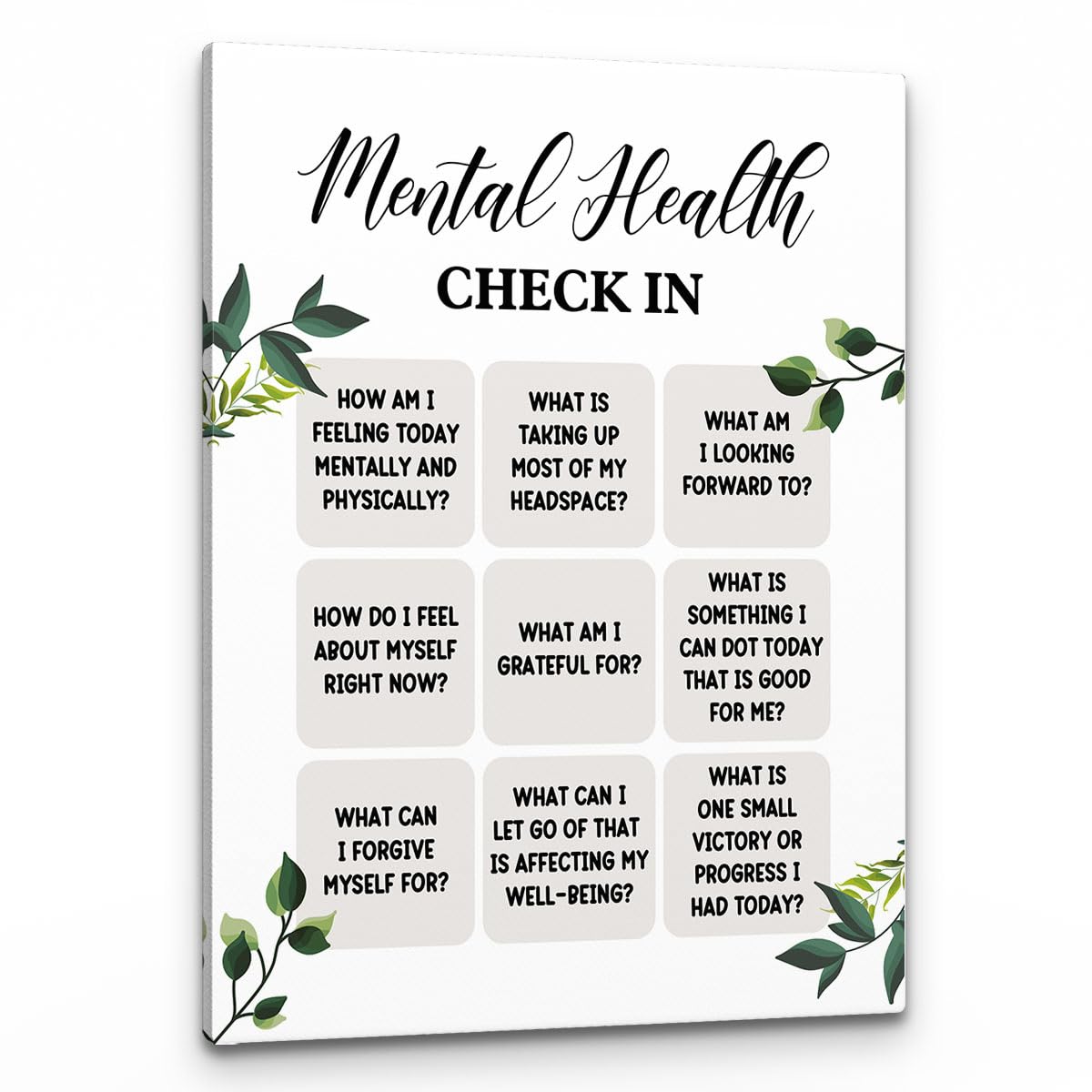 PHAMTE Inspirational Mental Health Check In Wall Art,Self Care Quotes ...