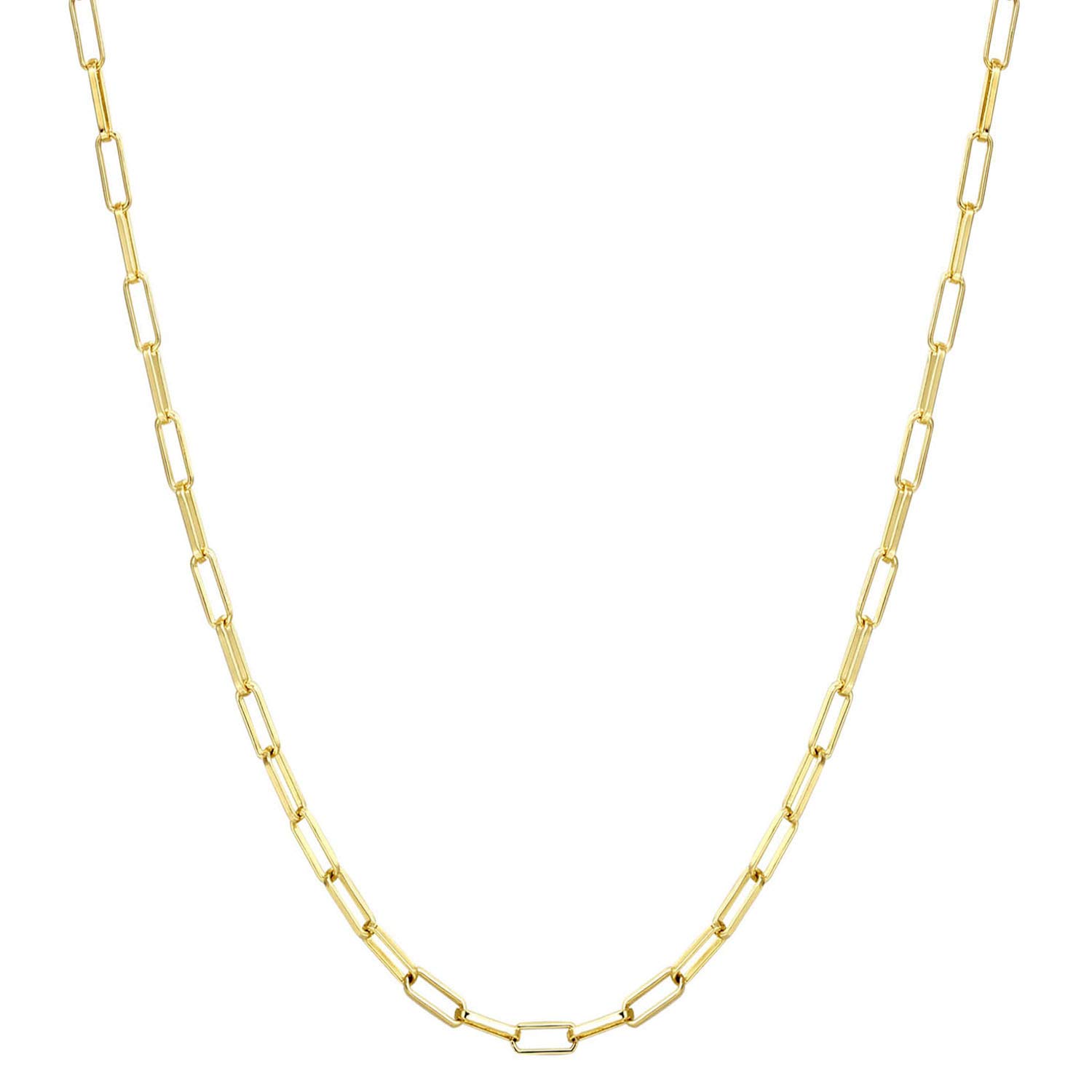 ALEXCRAFT Gold Chain Necklace - Long 14ct Gold Plated Paperclip Necklace for Women, Girls & Men