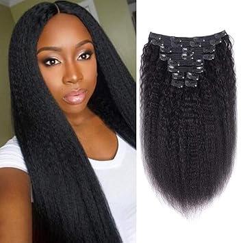 Amazon Com Noticeme Kinky Yaki Straight Clip In Human Hair