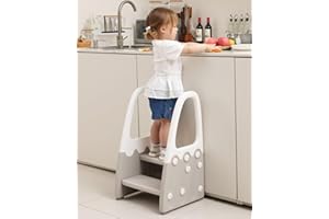 Two Step Stool with Handrails for Toddler and Kids, Standing Learning Stool Tower for Bathroom Sink, Potty Training, Children