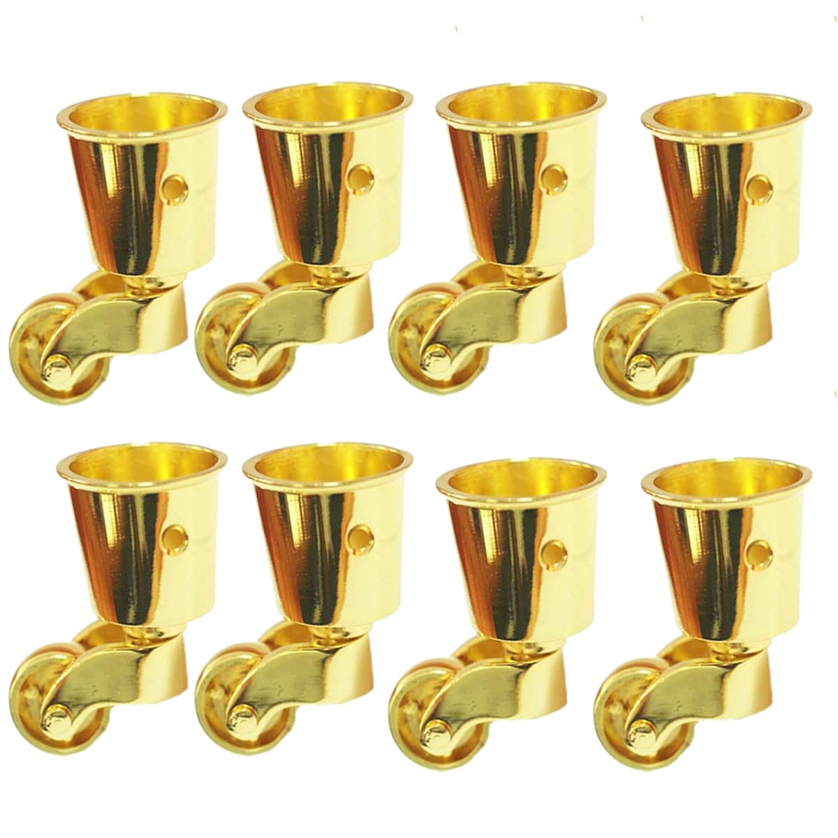 Boxonly 8PCS Swivel Caster Wheels Polished Antique Cup Type Casters Solid Brass High Load Capacity Universal Furniture Castors For Furniture Suits Beds Armchairs Gold