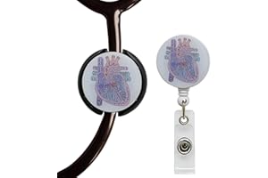 ROFLYER Stethoscope ID Tag Stethoscope Label Charm, Name tag, Medic, Nurse, Doctor, Vet, EMT Come with 1 Retaractable Badge Reel (Heart)