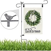 Garden Flag Holder Pole Stand with Bird, Bird Flag Stand for Small Garden Flag 12 x 18, Backyard Flag Holder Heavy Duty Wrought Iron Durable Powder Coating No Flag Black