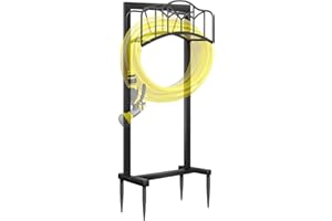 Shomextol Garden Hose Holder -Upgraded Hose Holder Holds 100-feet Hose,Freestanding Heavy Duty Hose Hanger,Sturdy Hose Stand for Lawn & Yard,Black