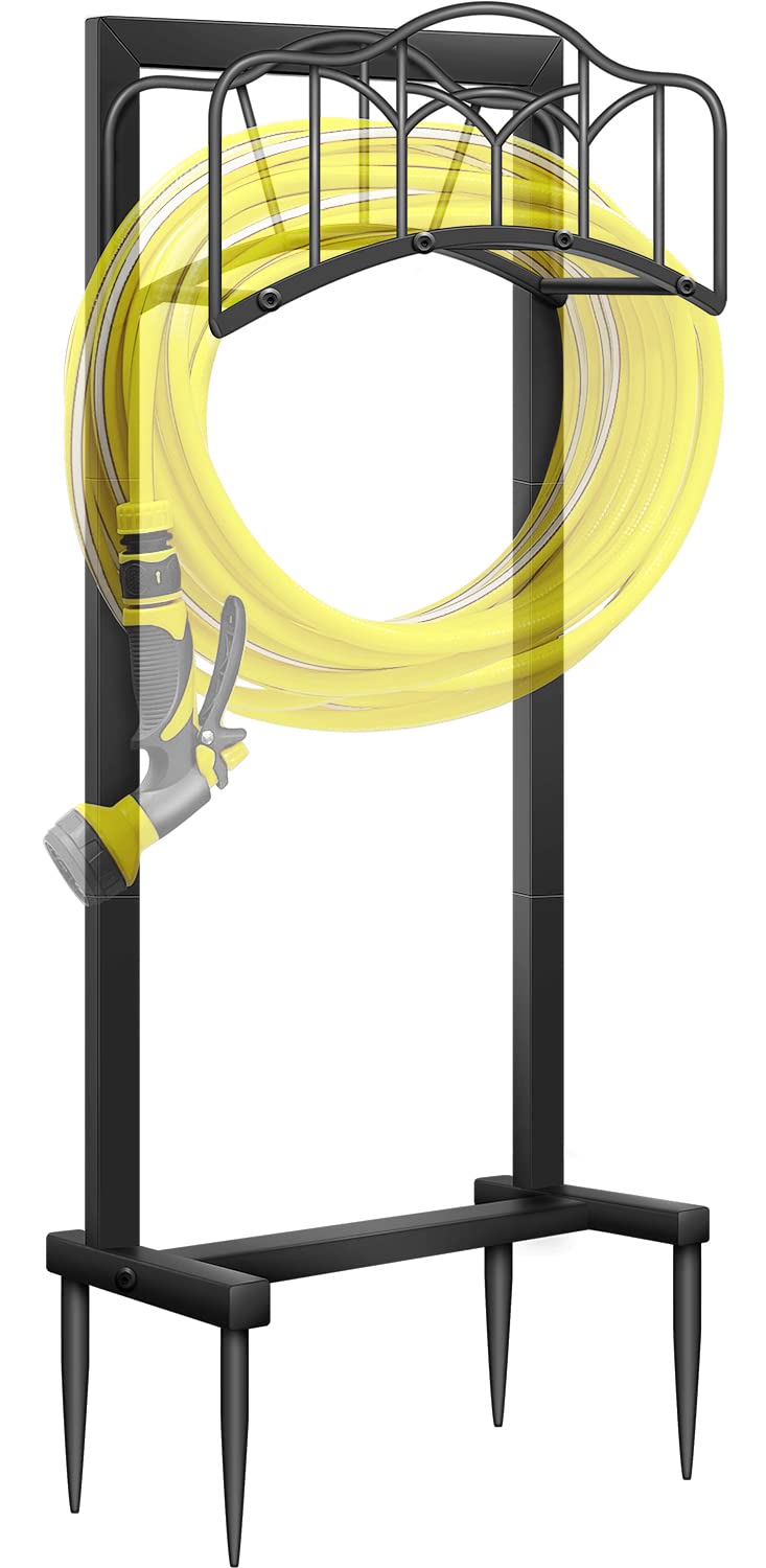 Photo 1 of Shomextol Garden Hose Holder -Upgraded Hose Holder Holds 100-feet Hose,Freestanding Heavy Duty Hose Hanger,Sturdy Hose Stand for Lawn & Yard,Black