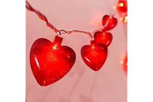 SOTOPOO Valentines Day Decorations Lights Red Heart String Lights, 8.5Ft LED Valentine Heart Lights 3D Red Heart Shaped Lights for Valentines Propose Wedding Anniversary Birthday Home Party Decor, 0.48W