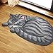 USTIDE Grey Cute Sleeping Cat Shaped Bedroom Area Rug,Tabby Cat Carpet 33.5 by 18 Inch