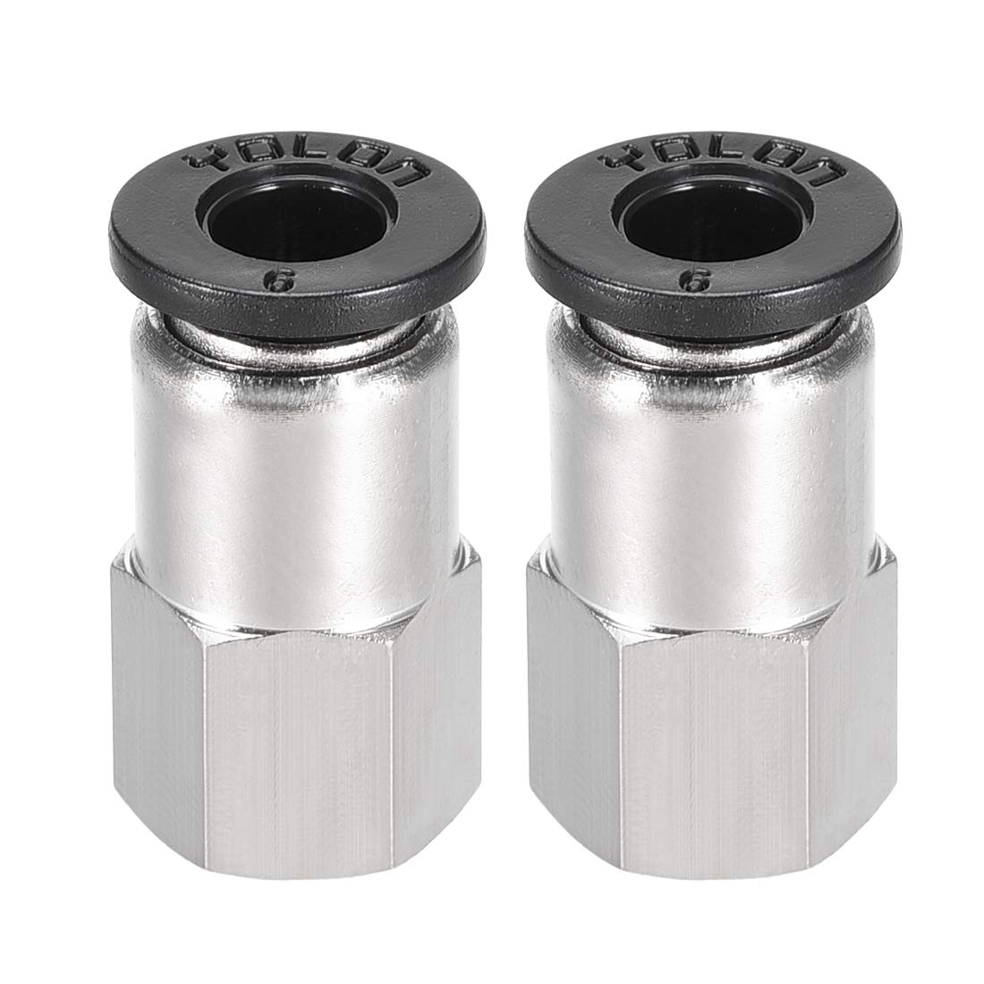 sourcing map Push to Connect Tube Fitting Adapter 6mm Tube OD x 1/8PT Female Straight Pneumatic Connecter Pipe Fitting 2pcs