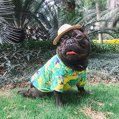 SUPOW Pet Hawaiian Breeze Camp Shirt, Dog Polo Sunscreen T Shirts, Sun Protection Lightweight Cute for Small to Medium Puppy Cool Summer Custom Vest